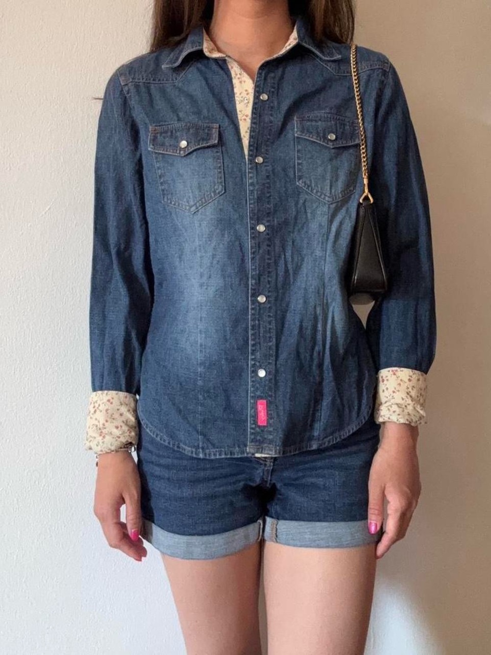 Pinky denim button up shirt jacket